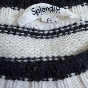 Splendid Black & White Striped Crewneck Sweater